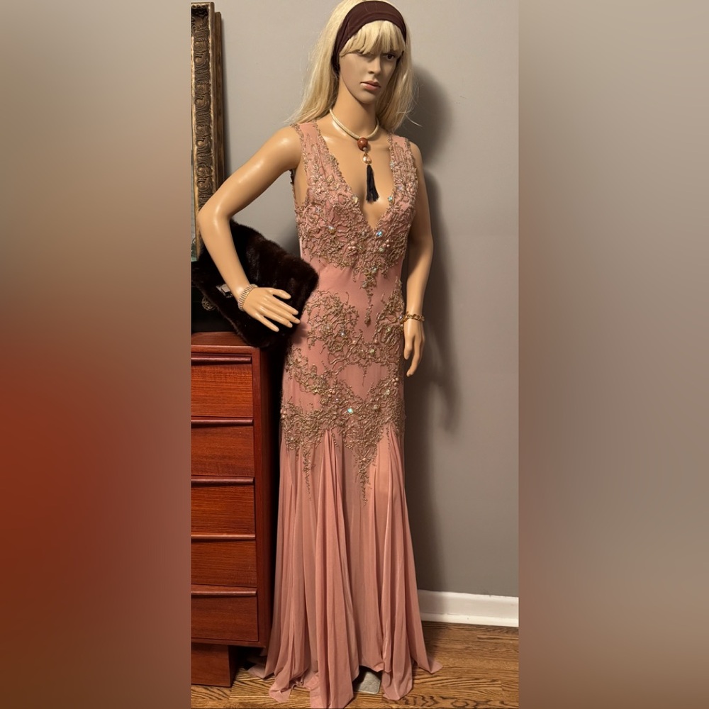 Ema Savahl Chic Hand Painted Work of Art Maxi Dress in Pink
